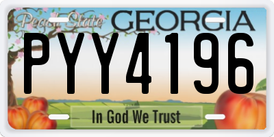 GA license plate PYY4196