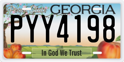 GA license plate PYY4198