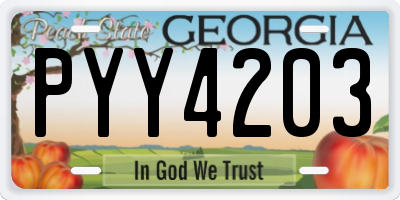GA license plate PYY4203