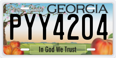 GA license plate PYY4204