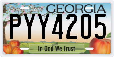 GA license plate PYY4205