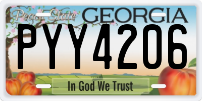 GA license plate PYY4206