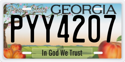 GA license plate PYY4207