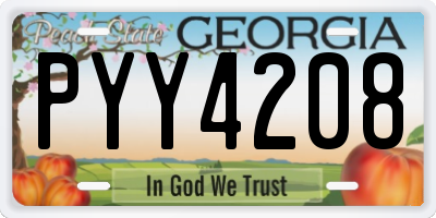 GA license plate PYY4208