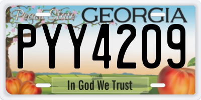 GA license plate PYY4209