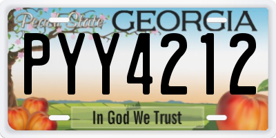 GA license plate PYY4212