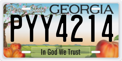 GA license plate PYY4214