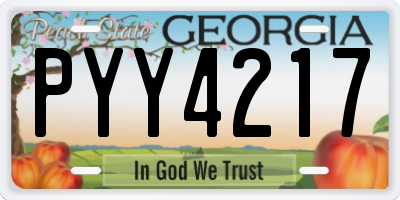 GA license plate PYY4217