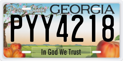 GA license plate PYY4218