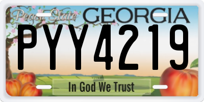 GA license plate PYY4219