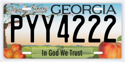 GA license plate PYY4222