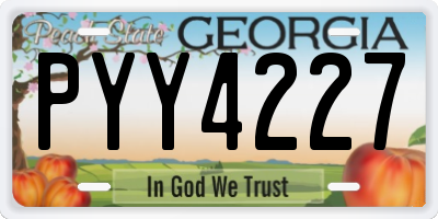GA license plate PYY4227