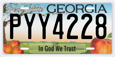 GA license plate PYY4228