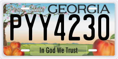 GA license plate PYY4230