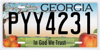 GA license plate PYY4231