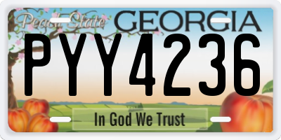 GA license plate PYY4236