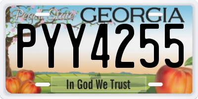 GA license plate PYY4255