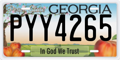 GA license plate PYY4265