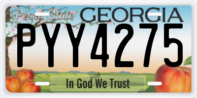 GA license plate PYY4275