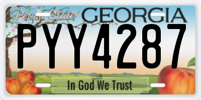 GA license plate PYY4287