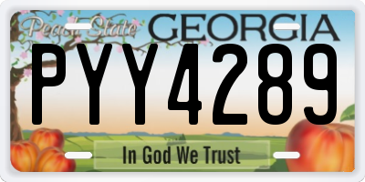 GA license plate PYY4289