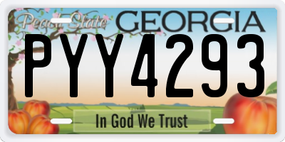 GA license plate PYY4293