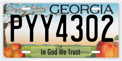 GA license plate PYY4302