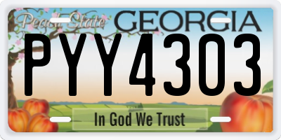 GA license plate PYY4303