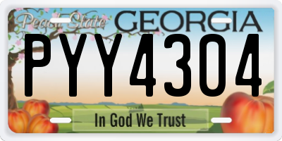 GA license plate PYY4304