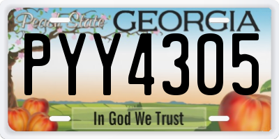 GA license plate PYY4305