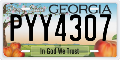 GA license plate PYY4307