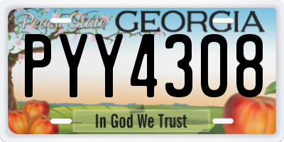 GA license plate PYY4308