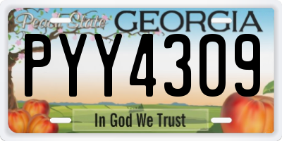 GA license plate PYY4309
