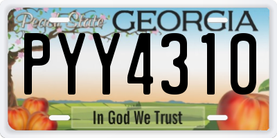 GA license plate PYY4310