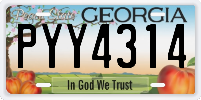 GA license plate PYY4314