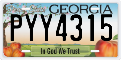 GA license plate PYY4315