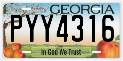 GA license plate PYY4316