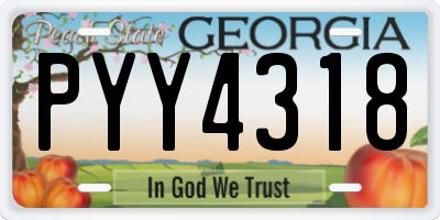 GA license plate PYY4318