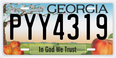 GA license plate PYY4319