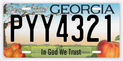 GA license plate PYY4321