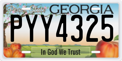 GA license plate PYY4325