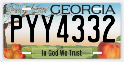 GA license plate PYY4332