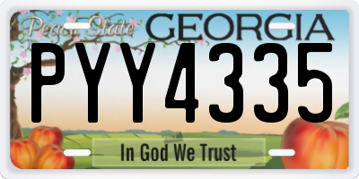 GA license plate PYY4335