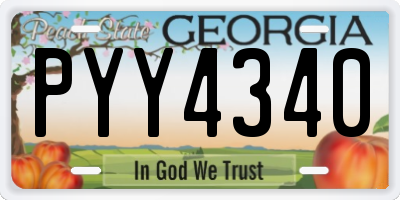 GA license plate PYY4340