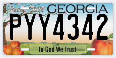 GA license plate PYY4342