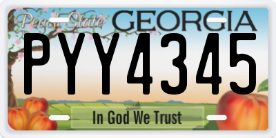 GA license plate PYY4345