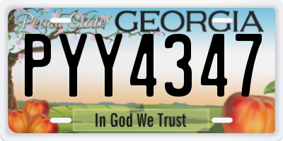 GA license plate PYY4347