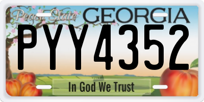 GA license plate PYY4352
