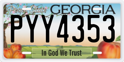 GA license plate PYY4353