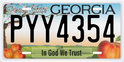 GA license plate PYY4354